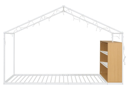 Bed House Frame With Shelves And Lights