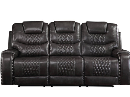 Braylon - Magnetite Synthetic Leather Manual Recliner Sofa - Brown