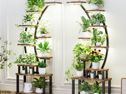 9 Tiered Indoor Plant Stand With 5 Adjustable Grow Lights