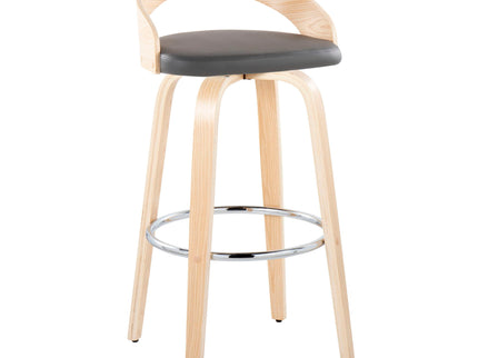 Grotto - Contemporary Fixed-Height Barstool With Swivel With Round Footrest (Set of 2)