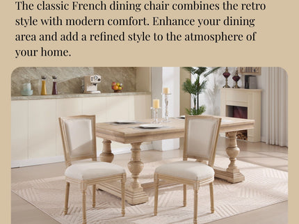 Dining Chairs Upholstered With T - Shaped Back (Set of 2) - Beige