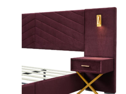 Comfortable Upholstered Bed With Vertical Channel Tufted Wingback Headboard