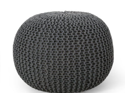 Bordeaux - Knitted Round Pouf, Versatile Ottoman And Floor Cushion