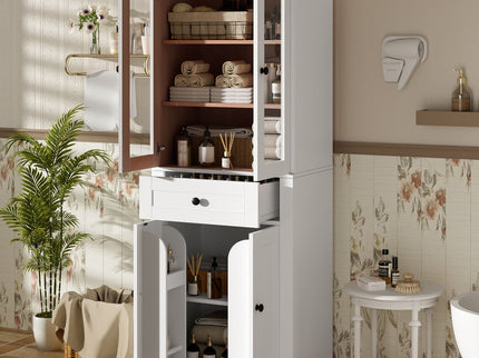 Bathroom Storage Cabinet, Adjustable Shelves & Drawer, Freestanding Tower
