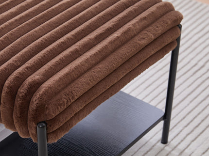 Upholstered Ottoman Coffee Table Foot Rest With Open Storage