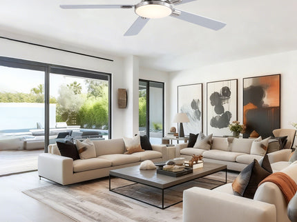 Flush Mount Ceiling Fans With LED Light And Remote Control, 5 Blades