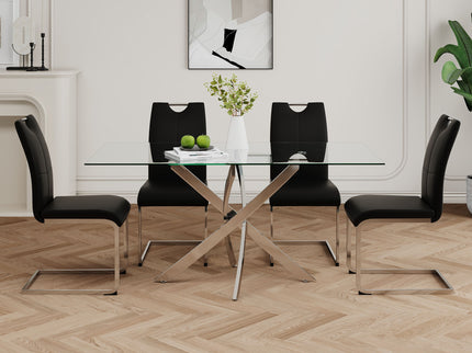 Modern Dining Chairs With Padded Seat And Metal Legs