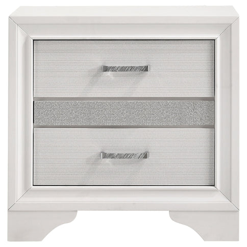 Transitional 2 Drawer Nightstand With Hidden Jewelry Tray