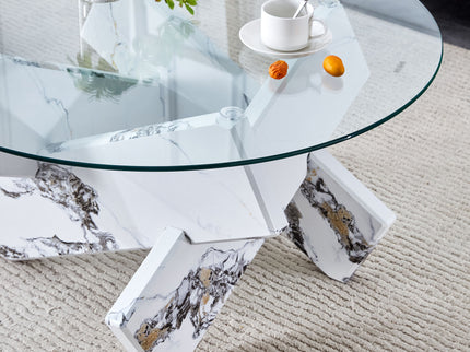 Modern Round Glass Coffee Table With Tempered Glass