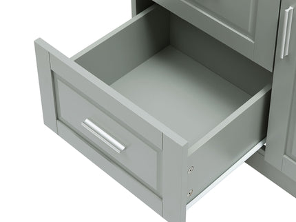 Tall And Wide Storage Cabinet With Doors For Bathroom Or Office, 3 Drawers - Gray
