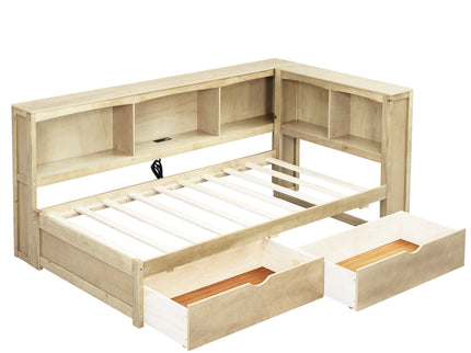 Daybed With 2 Storage Drawers, Storage Cabinets, USB Ports