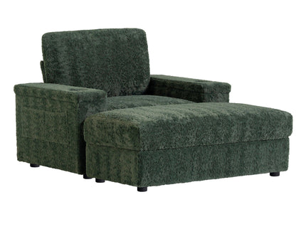 Oversized Chaise Lounge Indoor Rabbit Fur Sofa Bed With Storage Ottoman And Armrests Cup Holders With Deep Seat