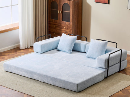 Convertible Floor Sofa Bed With Pillow Back Support Armrest