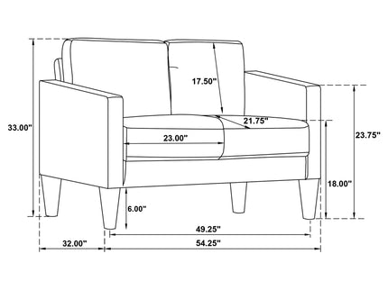 Ruth - 2 Piece Track Arm Sofa Set With Cushions - Black