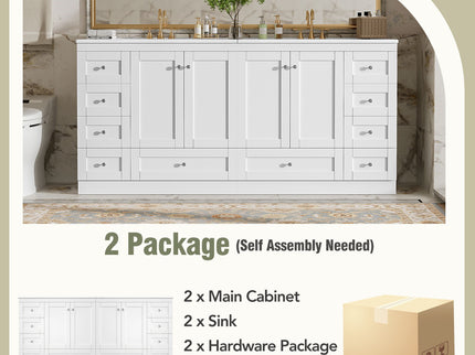 Shaker Free Standing Bathroom Vanity Cabinet & Sink, Soft Close Drawers, Soft Close Doors