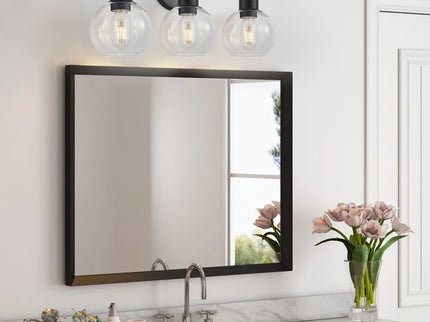 3 Light Globe Bathroom Vanity Light With Clear Glass Shades - Black