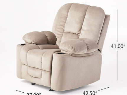 Luxurious Manual Recliner Chair With Skin-Friendly Fabric And Dual Cup Holders