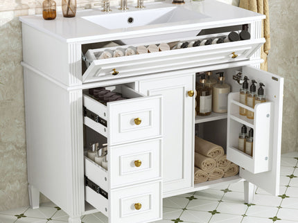 Bathroom Vanity With Sink, 3 Drawers & 2 Doors