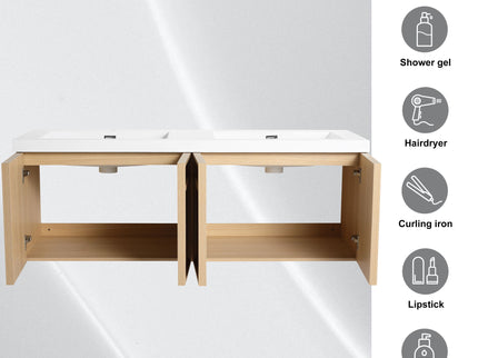 Wall-Mounted Bathroom Vanity With Resin Sink And Soft Closing Doors