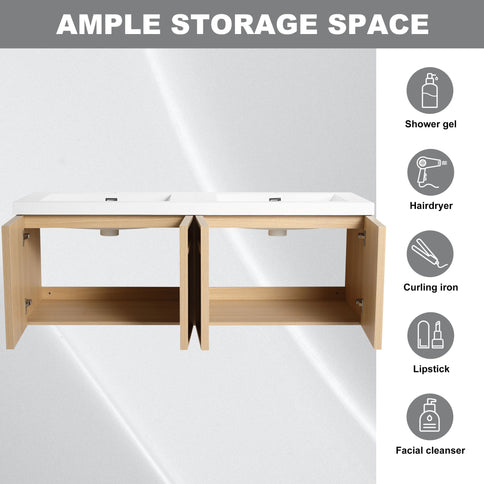 Wall-Mounted Bathroom Vanity With Resin Sink And Soft Closing Doors