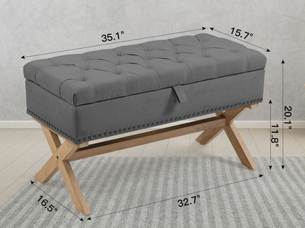 Storage Ottoman, Button-Tufted Ottoman Storage Bench, Ottoman With Storage