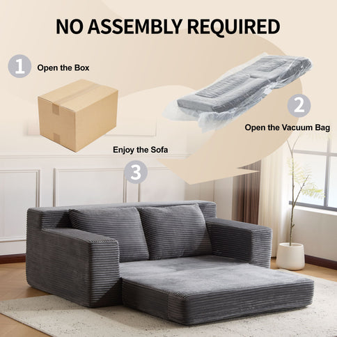 Comfortable Deep Seat Loveseat Sofa Bed, Reversible Cushion With Pillows