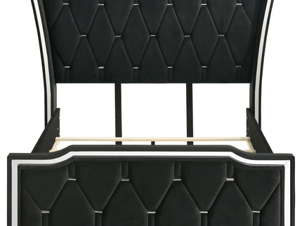 Mika - LED Upholstered Bed With Tufted Wingback Headboard And Ambient Lighting
