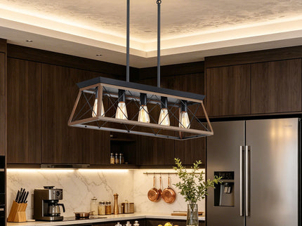 Chandelier Pendant Light For Dining Room Kitchen, 5 Light Fixture With Adjustable Height