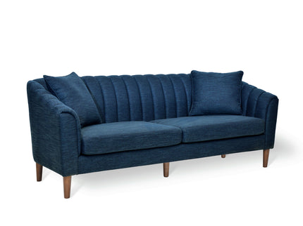 Contemporary 3 Seater Sofa With Button Tufted Design - Navy Blue