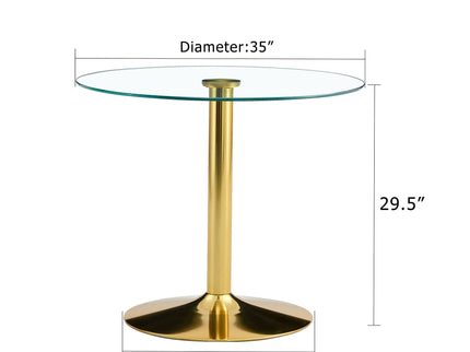 Modern Minimalist Round Dining Table With Glass Top
