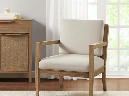 Tage - Upholstered Accent Armchair With Slatted Back Design - Ivory