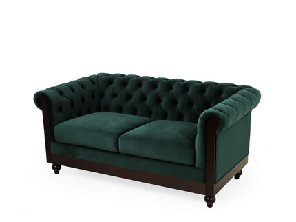 Chesterfield Loveseat Sofa, 2 Person Rolled Arm Upholstered Couch