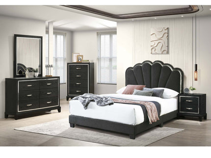 Bed With Floral Design Headboard And Built In LED Lighting