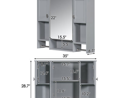 Wall Mounted Bathroom Storage Cabinet With Mirror, Medicine Cabinet With Towel Bar