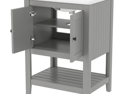 Modern Bathroom Vanity With Sink And Open Shelf