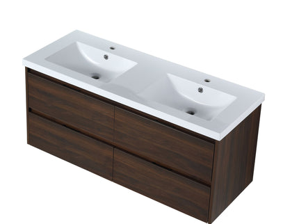 Modern Floating Bathroom Vanity With Dual Resin Sink, Soft Close Drawers