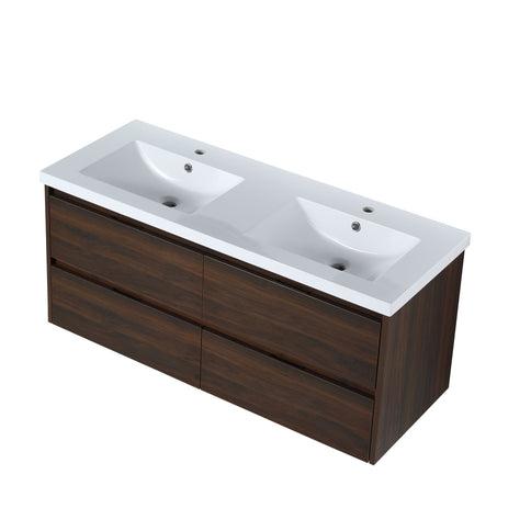 Modern Floating Bathroom Vanity With Dual Resin Sink, Soft Close Drawers
