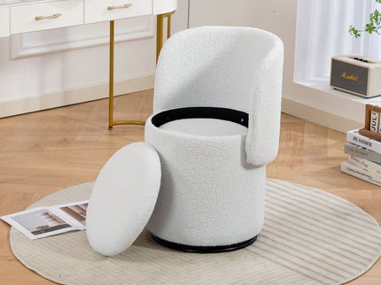 Barrel Chair & Built In Storage, 360° Swivel - Beige