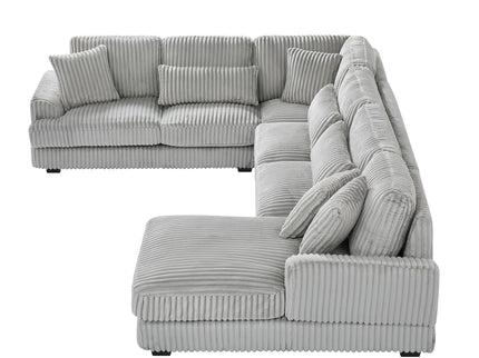 U - Shaped Sectional Sofa With Chaise Lounge, Oversized Living Room Sofa - Gray