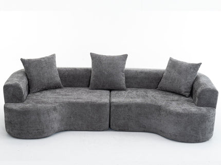 Modern Style Ultra Smooth Curved Sofa With 3 Pillows