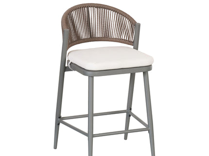 Outdoor 26" Counter Height Metal Frame Counter Stools With Scallop Shaped Backrest & Water Resistant Cushions