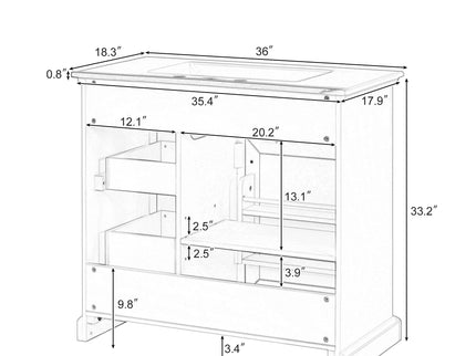 Bathroom Vanity With Sink, 2 Tip Out Drawers, Soft Close Hinges - Gray