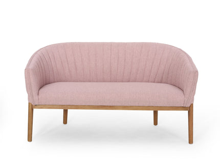 Mid Century Modern Loveseat With Channel Stitched Backrest