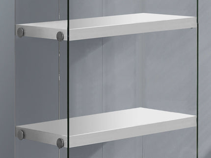 Bookshelf, Bookcase, Etagere, 5 Tier, Glossy Clear Tempered Glass - White