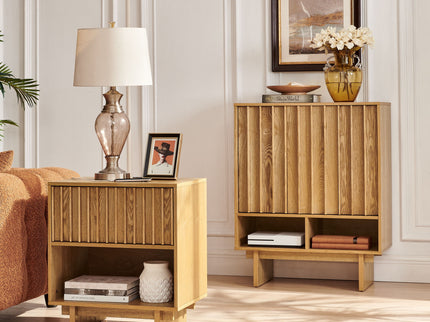 Nightstand With Hidden Charging Station USB Ports & Outlet Hole