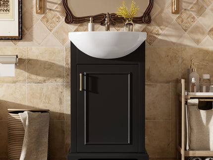 20" Bathroom Vanity With Bulged Sink, Freestanding Single Vanity Set, Soft Close Door