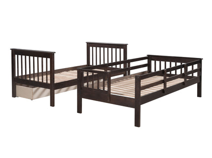 Stairway Bunk Bed With Storage And Guard Rail For Bedroom