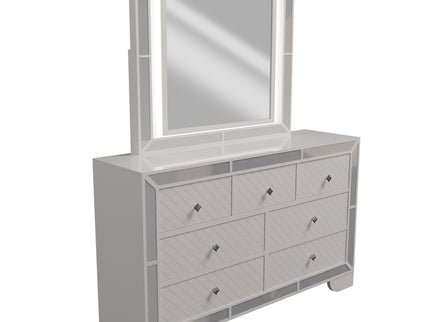 1 Piece Dresser With Diamond-Shaped Knob Handles, Bedroom Furniture - Cream