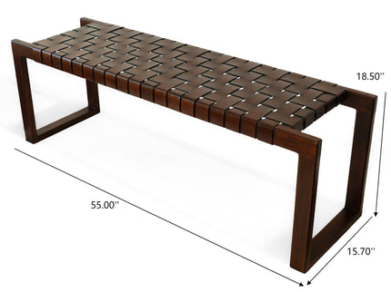 Christina - Bench - Cognac / Dark Brown / Tan