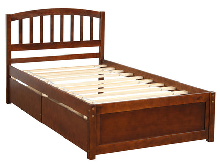 Platform Storage Bed Wood Bed Frame With Two Drawers And Headboard
